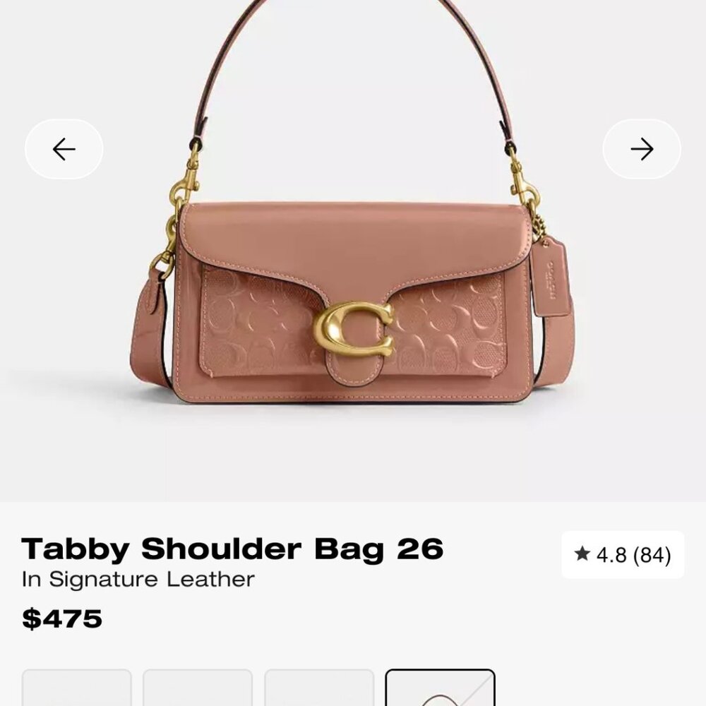 Tabby Shoulder Bag 26 In Signature Leather Brass/Cappuccino - Picture 4 of 6